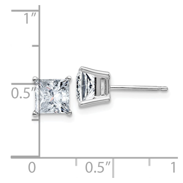 6MM Princess Cut Moissanite Stud Earrings in 14KT White Gold