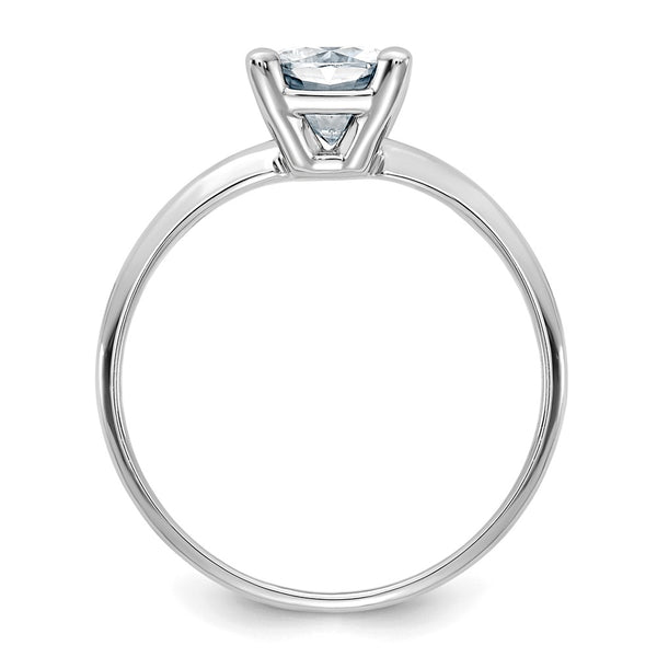 6MM Cushion Moissanite Solitaire Engagement Ring in 14KT White Gold; Size 5