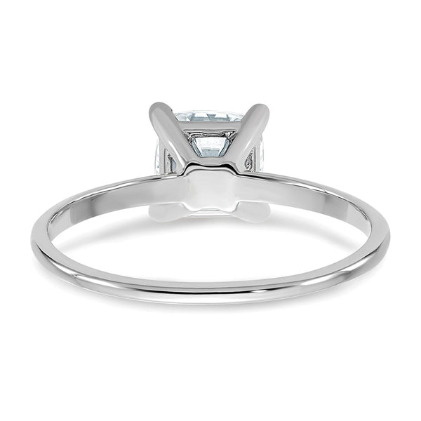 6MM Cushion Moissanite Solitaire Engagement Ring in 14KT White Gold; Size 7