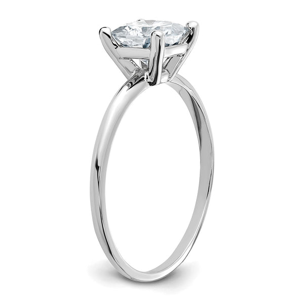 6MM Cushion Moissanite Solitaire Engagement Ring in 14KT White Gold; Size 5