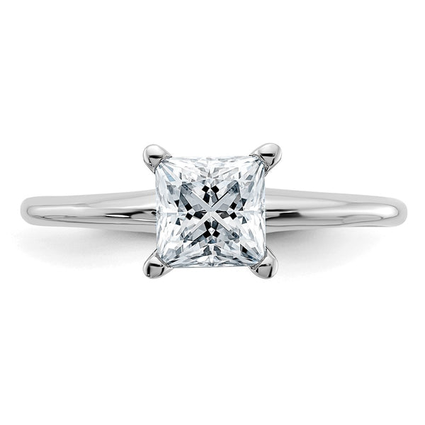 5.5MM Princess Cut Moissanite Solitaire Engagement Ring in 14KT White Gold; Size 6