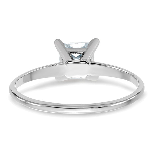 5.5MM Princess Cut Moissanite Solitaire Engagement Ring in 14KT White Gold; Size 6