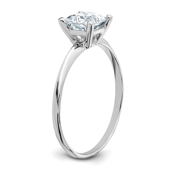 5.5MM Princess Cut Moissanite Solitaire Engagement Ring in 14KT White Gold; Size 6