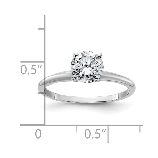 6.5MM Round Moissanite Solitaire Engagement Ring in 14KT White Gold; Size 6