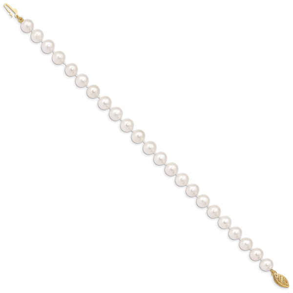 14KT Yellow Gold 7X8MM Near Round Pearl 7.5-inch Bracelet