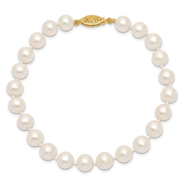 14KT Yellow Gold 7X8MM Near Round Pearl 7.5-inch Bracelet