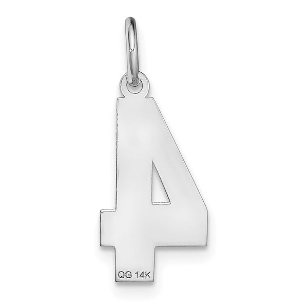 14k White Gold Medium Satin Number 4 Charm