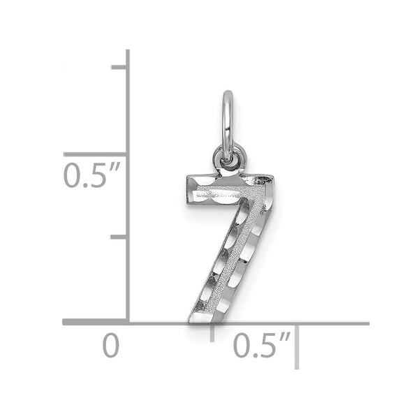 14kw Casted Small Diamond Cut Number 7 Charm