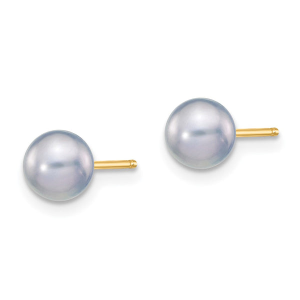 5MM Round Pearl 5MM Stud Earrings in 14KT Yellow Gold