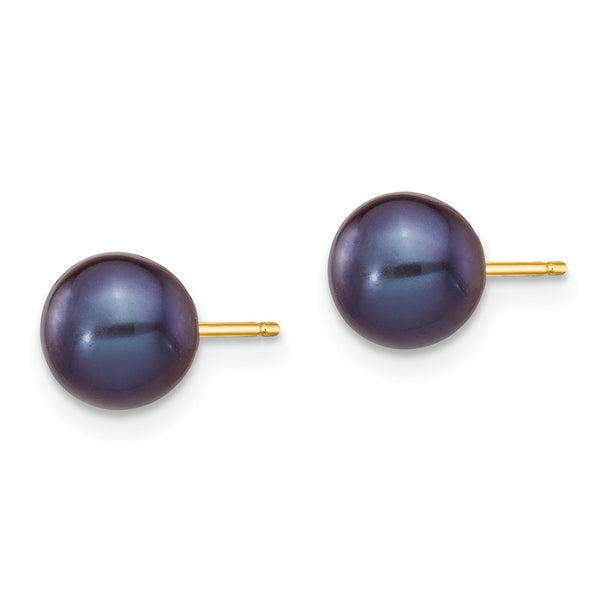 6MM Round Pearl Stud Earrings in 14KT Yellow Gold