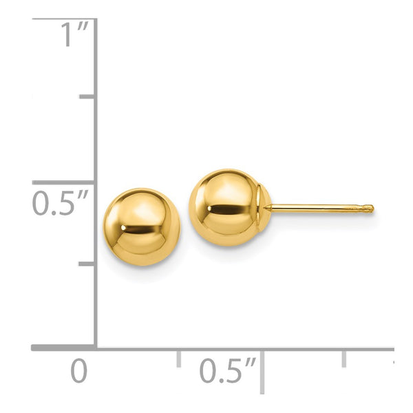 14KT Yellow Gold 6MM Ball Stud Earrings