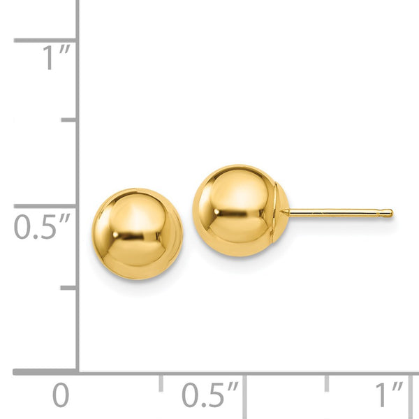 14KT Yellow Gold 7MM Ball Stud Earrings