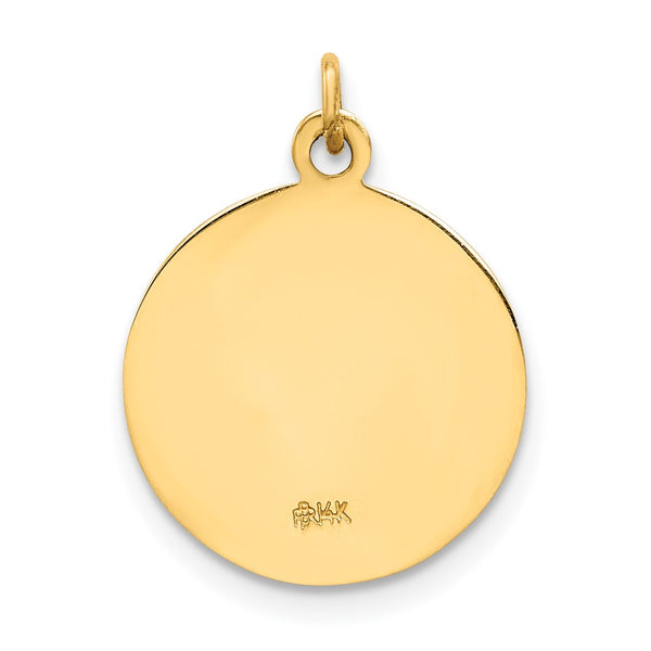 14KT Yellow Gold 21X16MM Medal Caridad Del Cobre Pendant. Chain Not Included