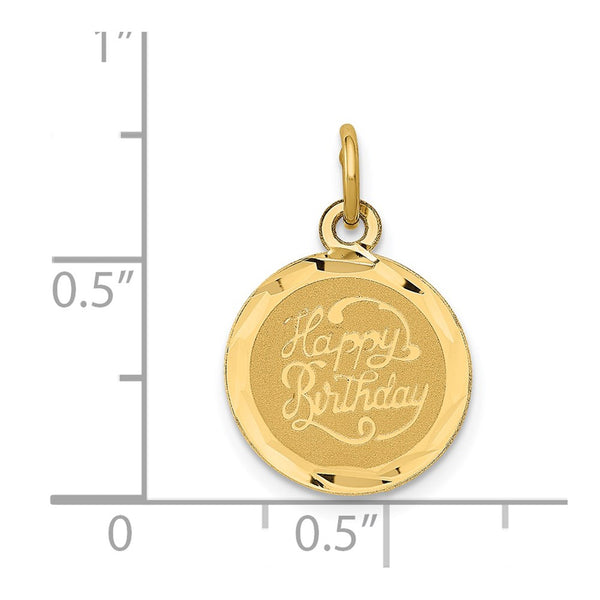 14KT Yellow Gold 20X13MM Happy Birthday Charm