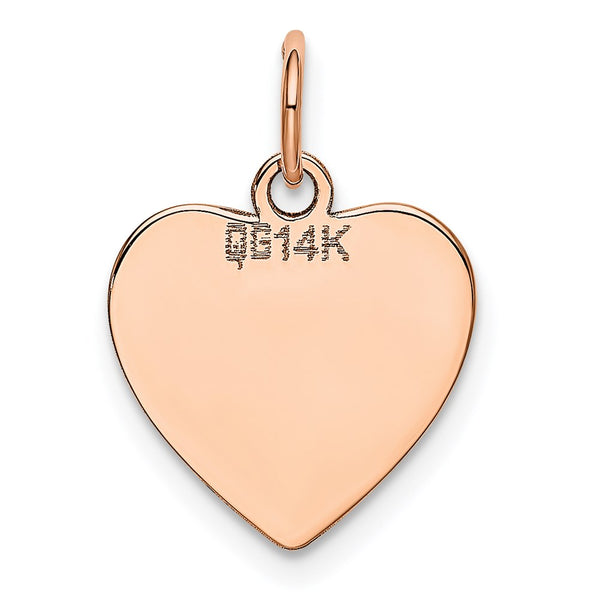 Engravable 14KT Rose Gold Heart Pendant. Chain Not Included