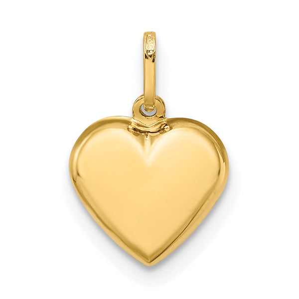 14KT Yellow Gold 15X10MM Three Dimensional Heart Pendant-Chain Not Included