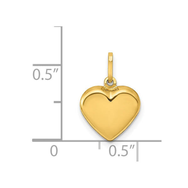 14KT Yellow Gold 15X10MM Three Dimensional Heart Pendant-Chain Not Included