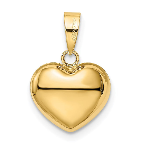 14KT Yellow Gold 16X12MM Three Dimensional Heart Pendant. Chain Not Included