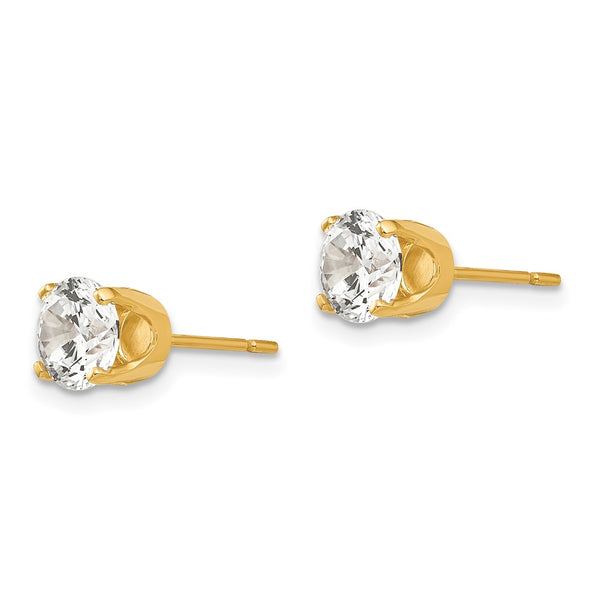 14KT Yellow Gold 5.8MM Round Cubic Zirconia Stud Earrings