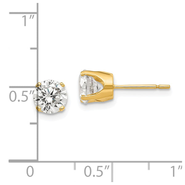 14KT Yellow Gold 5.8MM Round Cubic Zirconia Stud Earrings