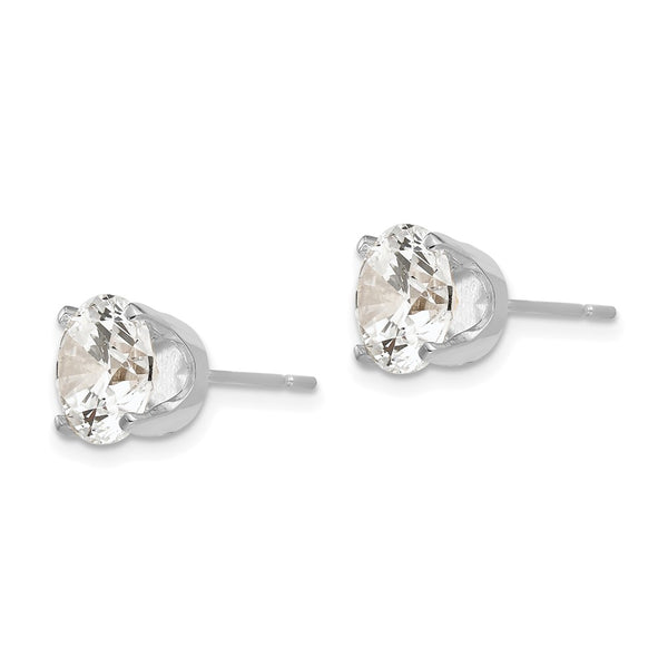 14KT White Gold 8MM Round Cubic Zirconia Stud Earrings