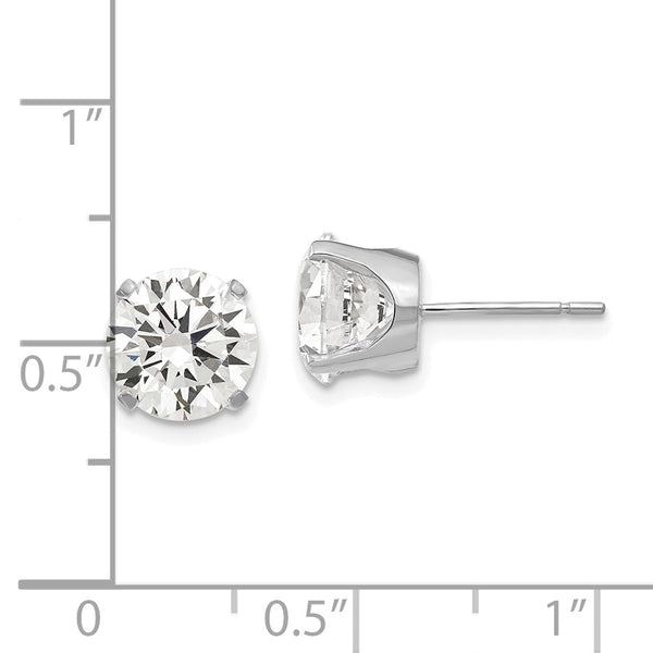 14KT White Gold 8MM Round Cubic Zirconia Stud Earrings