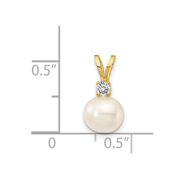 6MM Round Pearl and Diamond Pendant-Chain Not Included in 14KT Yellow Gold