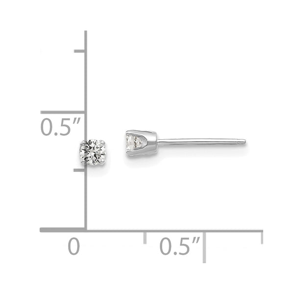 14KT White Gold 2.8MM Round Cubic Zirconia Stud Earrings