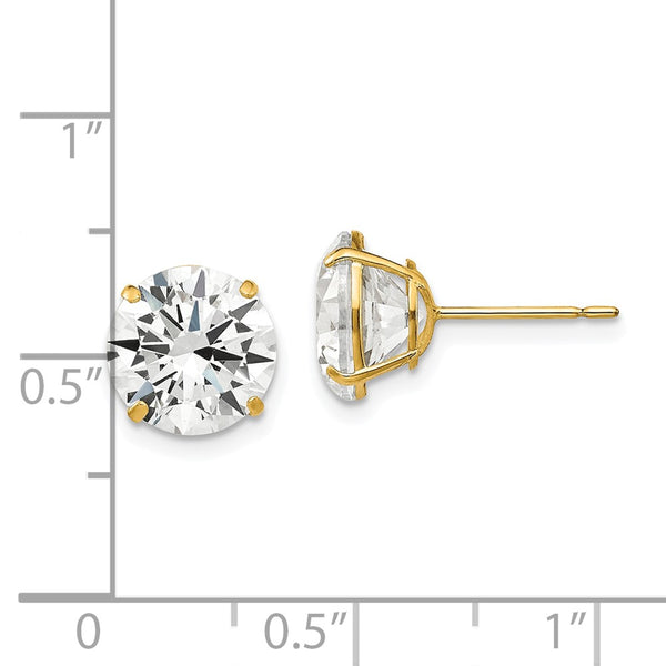 14KT Yellow Gold 9MM Round Cubic Zirconia Stud Earrings