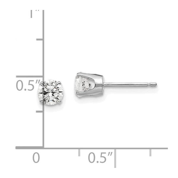 14KT White Gold 4.5MM Round Cubic Zirconia Stud Earrings