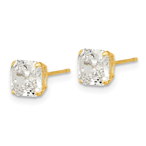 6MM Ascher Cubic Zirconia Stud Earrings in 14KT Yellow Gold