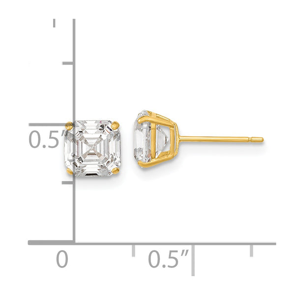 6MM Ascher Cubic Zirconia Stud Earrings in 14KT Yellow Gold