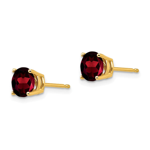 6MM Round Garnet 6MM Stud Earrings in 14KT Yellow Gold