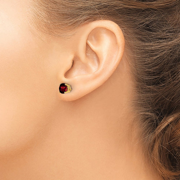 6MM Round Garnet 6MM Stud Earrings in 14KT Yellow Gold