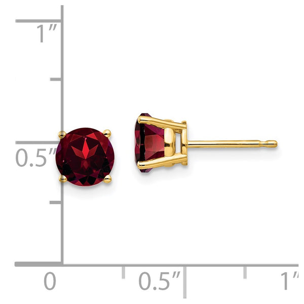 6MM Round Garnet 6MM Stud Earrings in 14KT Yellow Gold