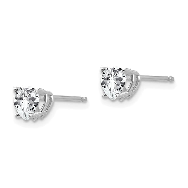 5MM Heart Shape Cubic Zirconia Stud Earrings in 14KT White Gold