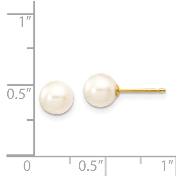 6MM Round Pearl Stud Earrings in 14KT Yellow Gold