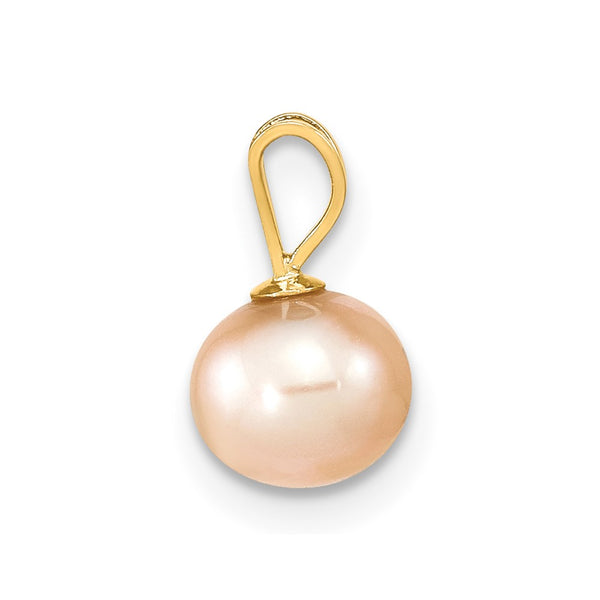 6X7MM Round Pearl Pendant in 14KT Yellow Gold. Chain not Included