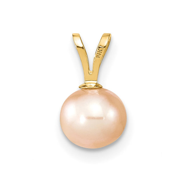 6X7MM Round Pearl Pendant in 14KT Yellow Gold. Chain not Included