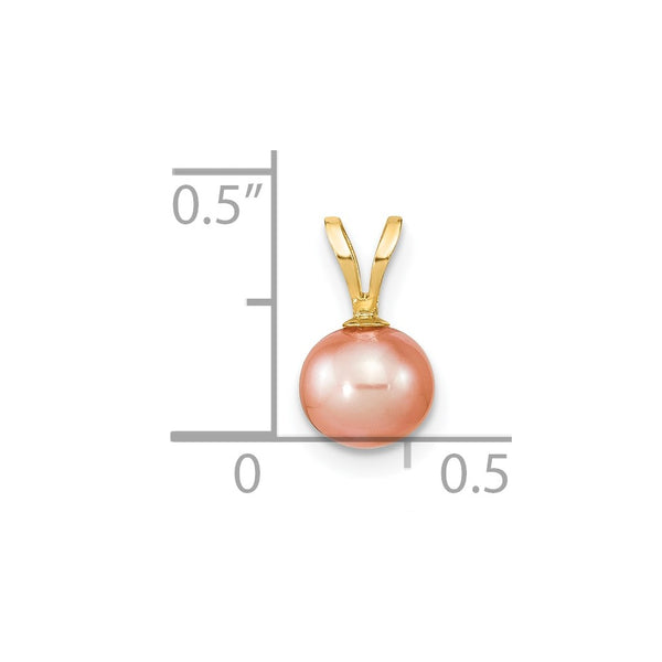 6X7MM Round Pearl Pendant in 14KT Yellow Gold. Chain not Included