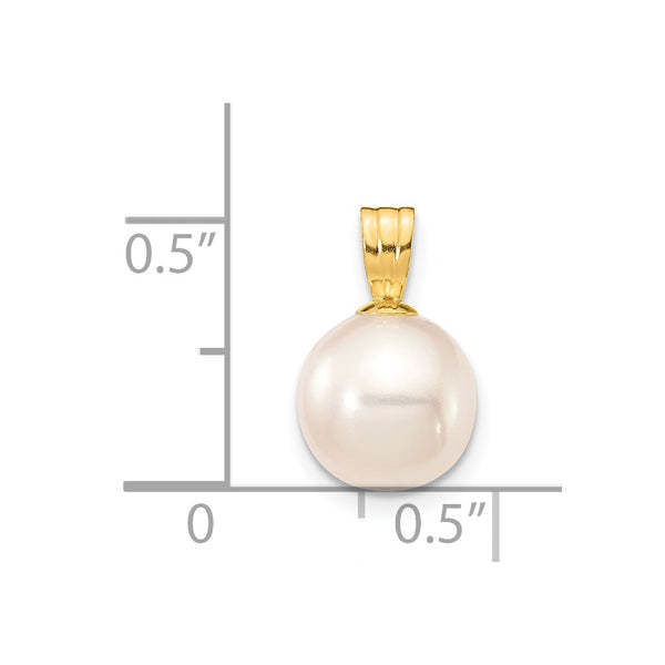 8X9MM Round Pearl Pendant in 14KT Yellow Gold. Chain not Included