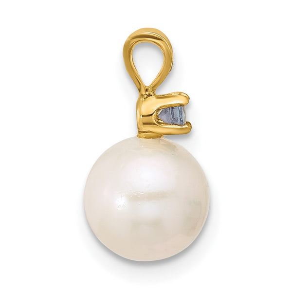 7MM Round Pearl and Tanzanite Pendant-Chain Not Included in 14KT Yellow Gold