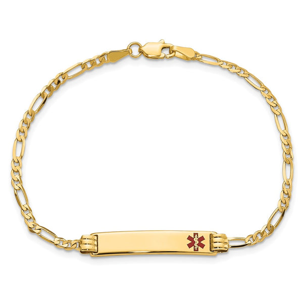 14KT Yellow Gold 7-inch 5.5MM Medical Figaro ID Bracelet