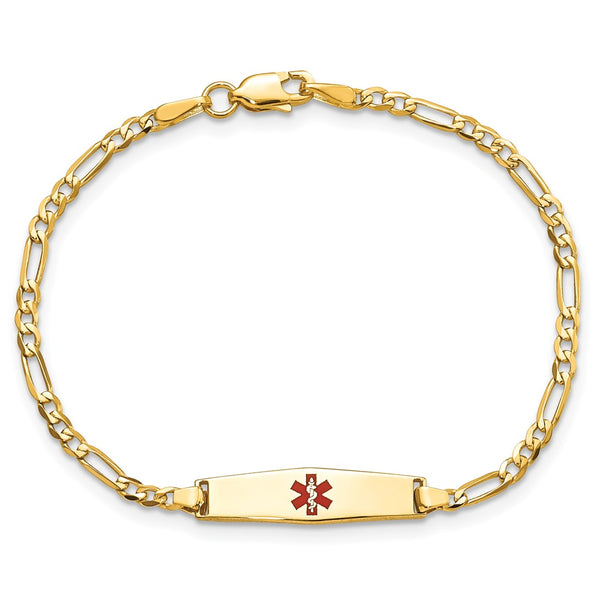 14KT Yellow Gold 7-inch 6MM Medical Figaro ID Bracelet