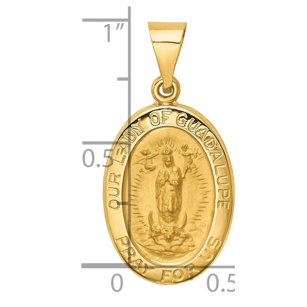 14KT Yellow Gold 22X13MM Guadalupe Medal Pendant. Chain Not Included