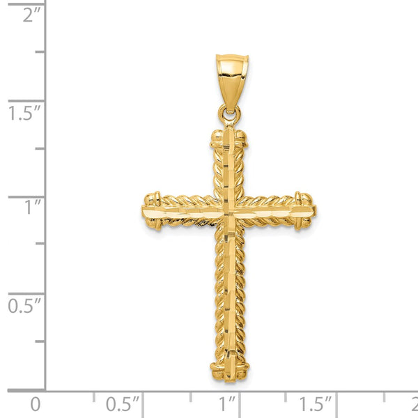 14KT Yellow Gold Diamond-cut Cross Pendant. Chain Not Included