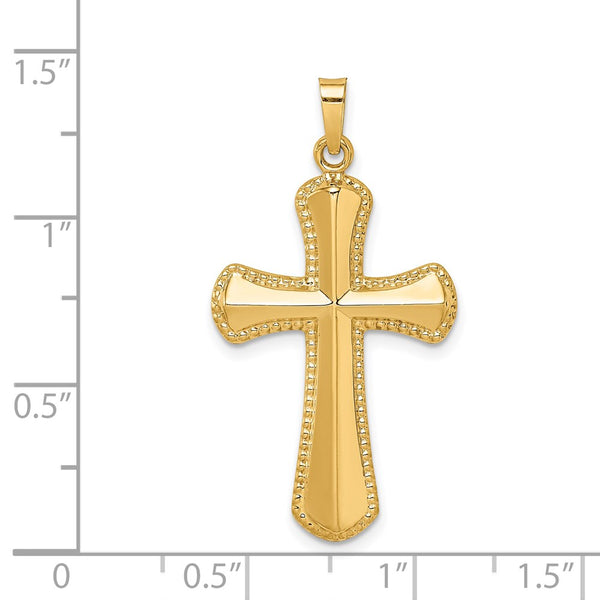 14KT Yellow Gold Beaded Cross Pendant. Chain Not Included