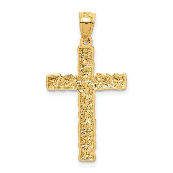 14KT Yellow Gold Nugget Cross Pendant-Chain Not Included