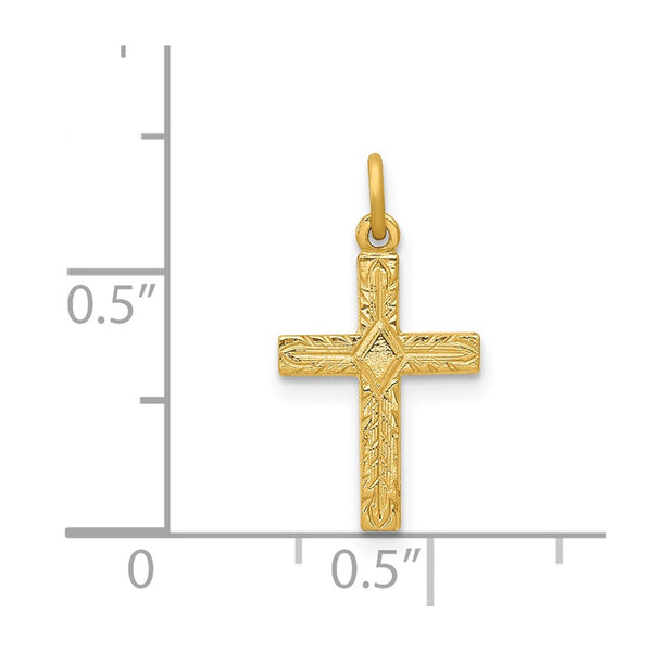 14KT Yellow Gold 18X10MM Cross Pendant. Chain Not Included