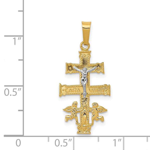 14KT White and Yellow Gold 28X12MM Crucifix Cross Pendant. Chain Not Included